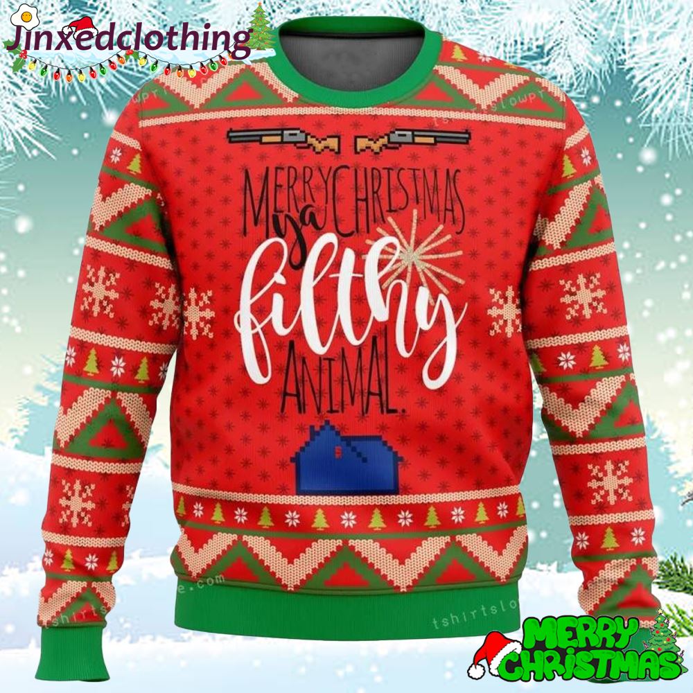 Merry Christmas Ya Filthy Animal Gun Ugly Christmas Sweater 